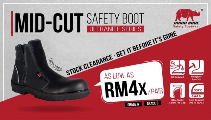 Safetyware Rhino Shoe UN203SP mid cut safety shoes promotion
