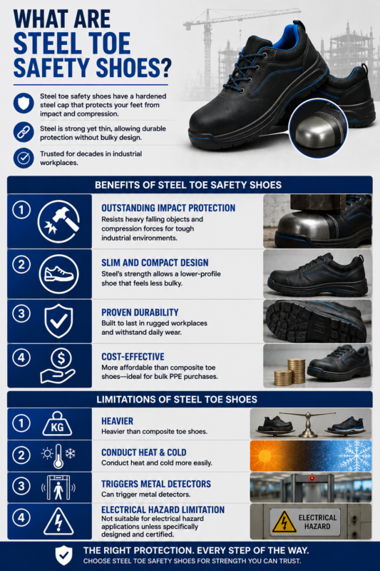 Steel toe safety shoes features