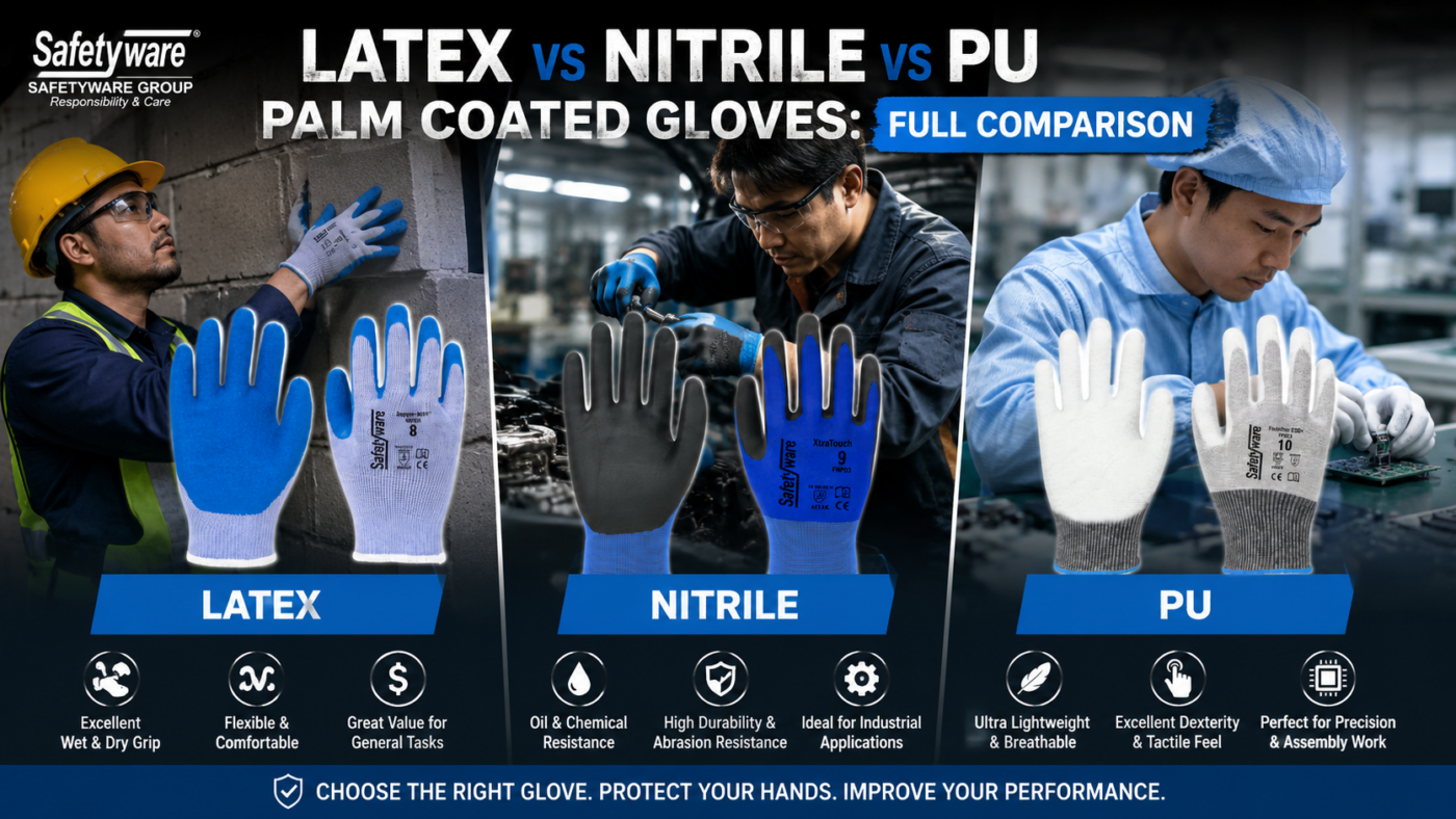 Latex vs Nitrile vs PU Palm Coated Gloves