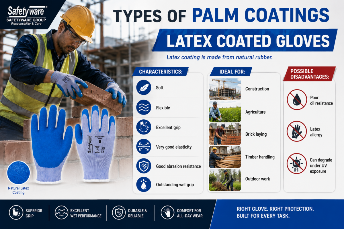 Latex coated gloves