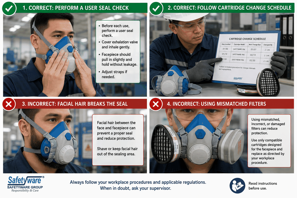 Common respirator fit filter and cartridge change mistakes