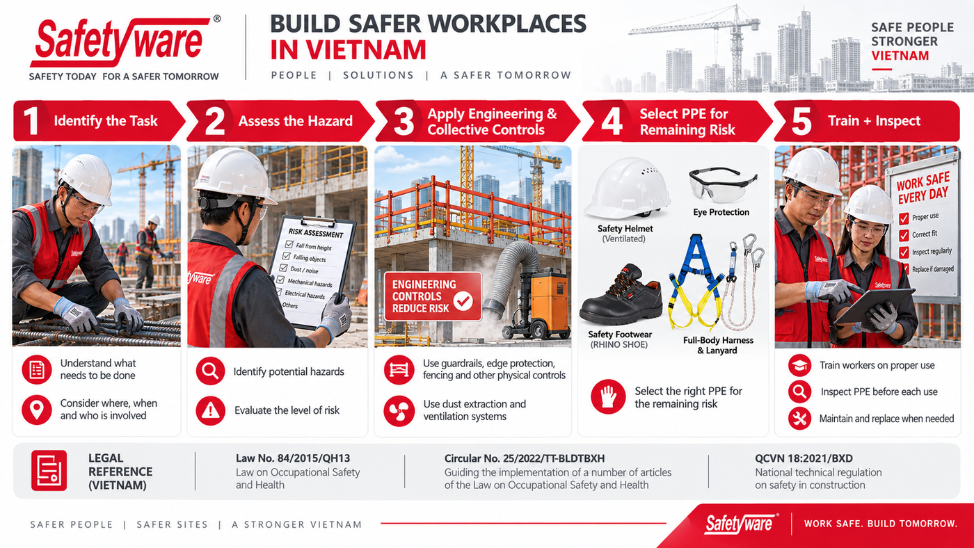 Vietnam construction PPE selection process from hazard assessment to worker protection