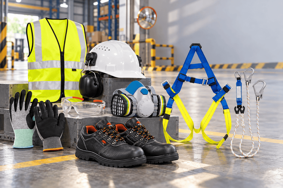SAFETYWARE logistics PPE range with RHINO SHOE footwear, gloves and visibility equipment