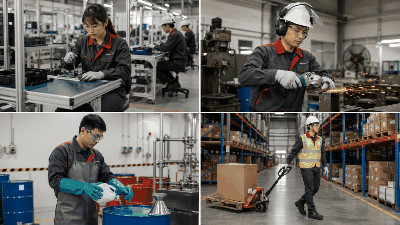 Task-based PPE for electronics, metalwork, chemicals and warehousing in Vietnam