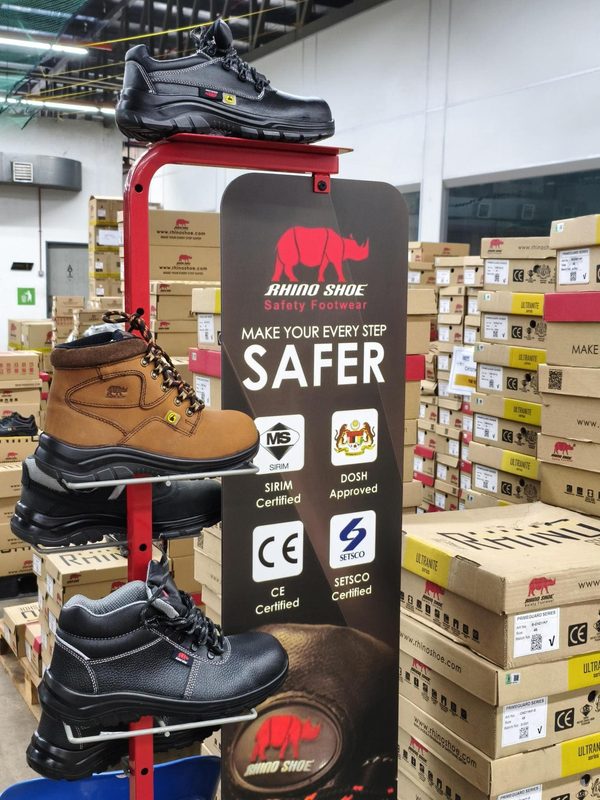 RHINO SHOE safety shoes and boots on display at the Safetyware Warehouse Sale