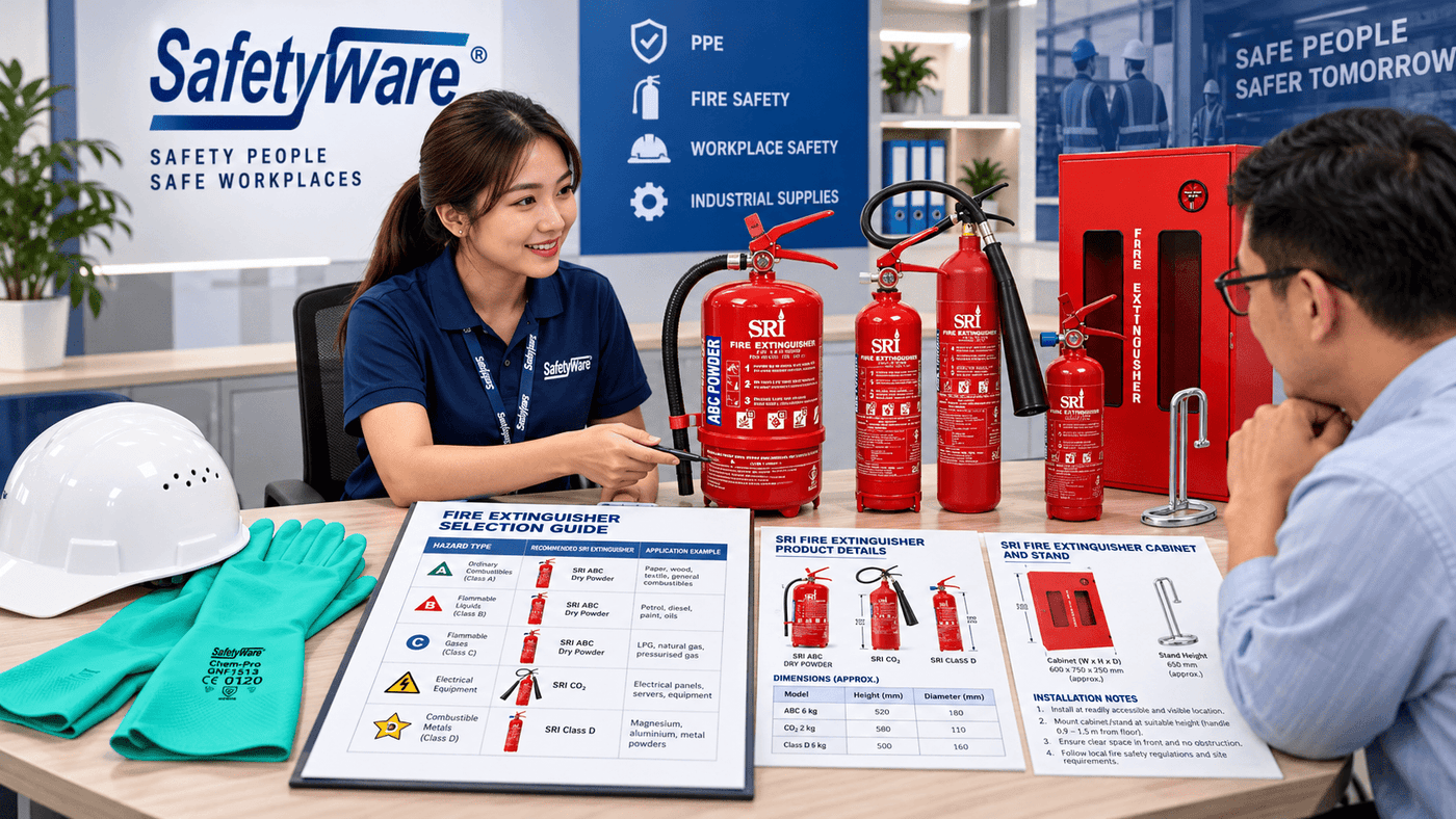 SAFETYWARE fire extinguishers stands and cabinets for workplace fire protection