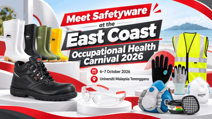 Promotional illustration inviting visitors to meet Safetyware at the East Coast Occupational Health Carnival 2026.