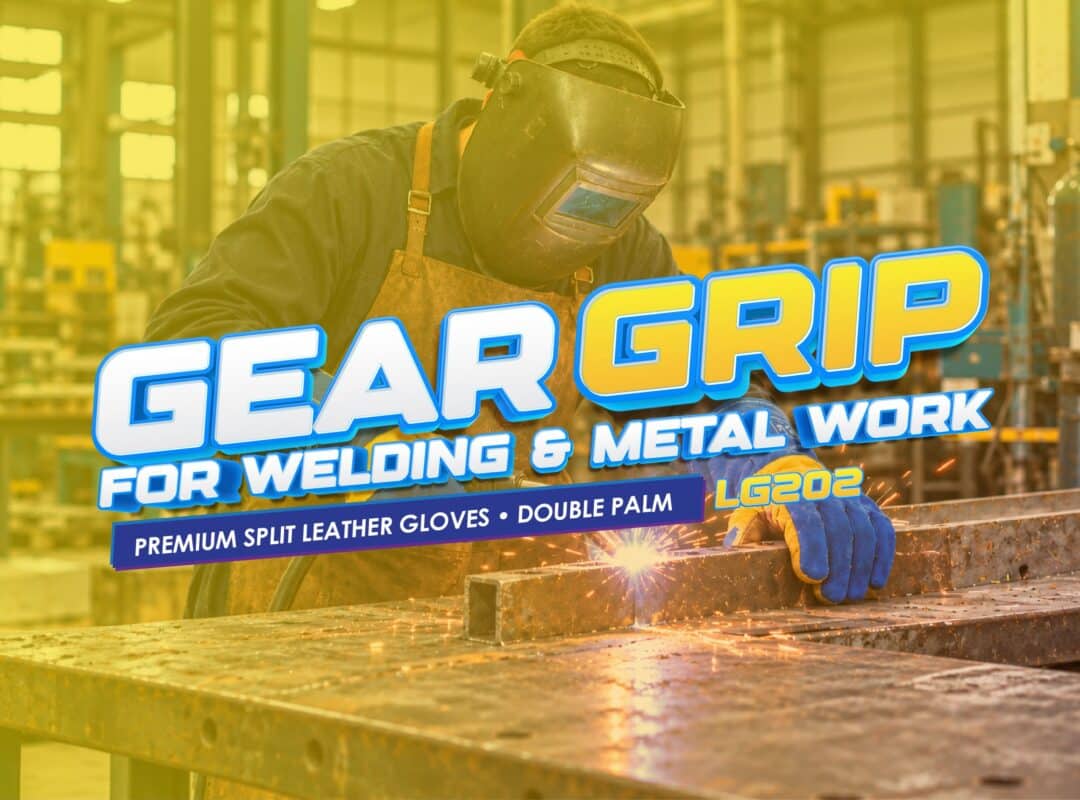 Safetyware LG202 blue and yellow double-palm leather welding gloves clearance flyer